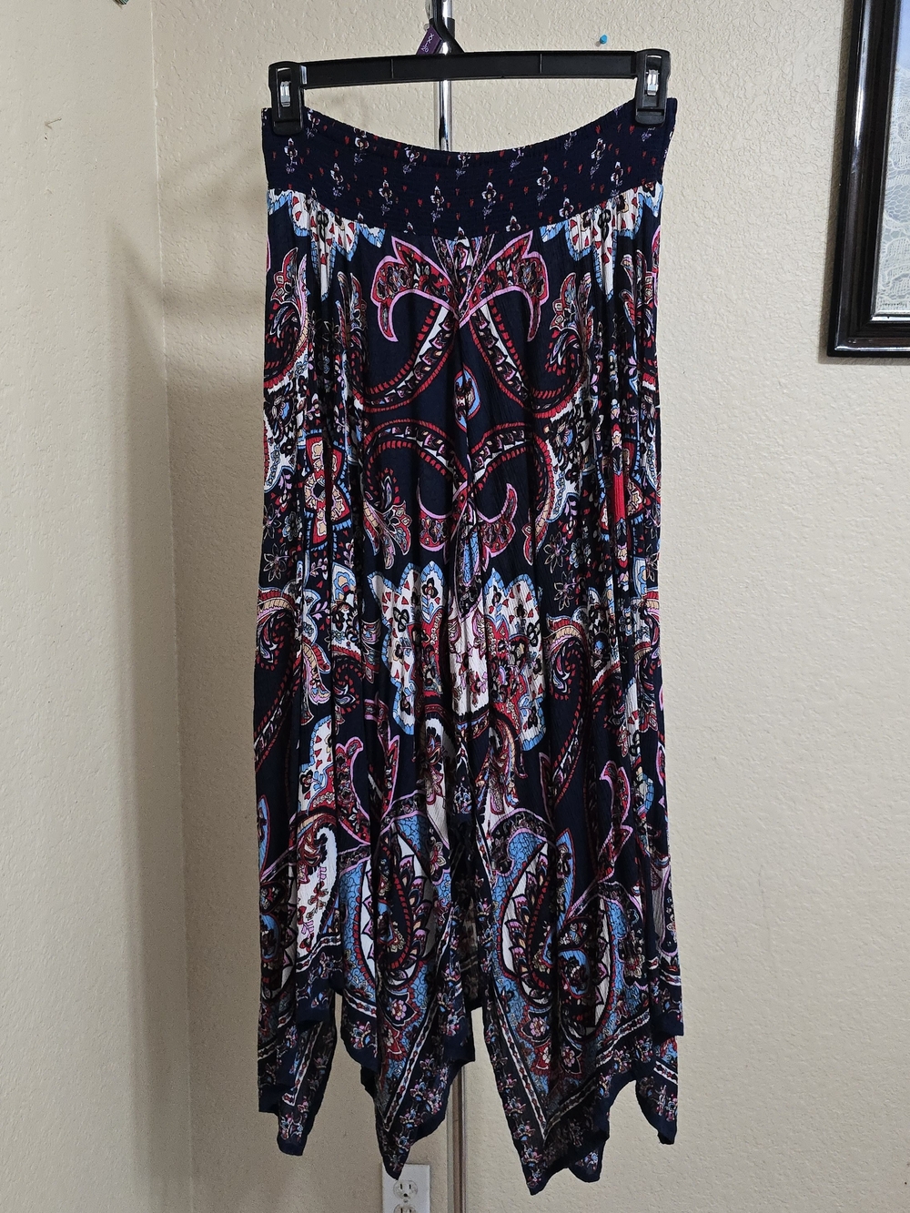 Bila Asymmetrical Paisley Maxi Skirt in Navy, Pink, White